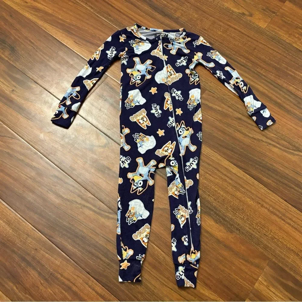 Bluey Bingo navy footless onesie pajamas